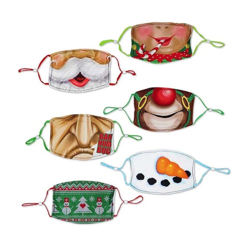 Naka-print na Christmas 2 Layer Flat Cotton Mask 