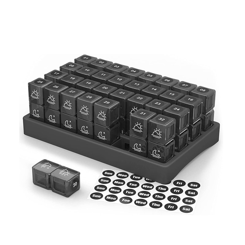 Reusable Monthly Weekly Daily Tablet Organizer para sa Paglalakbay 