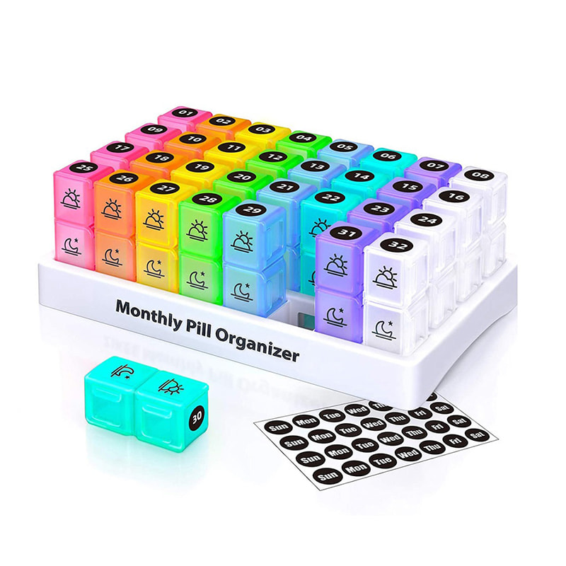 Makulay na Sambahayan 2 Beses sa isang Araw Buwanang Planner ng Pill 