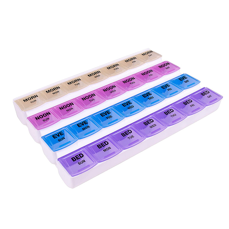 Easy 28 Day Weekly Monthly Pill Organizer na may See Through Lids
