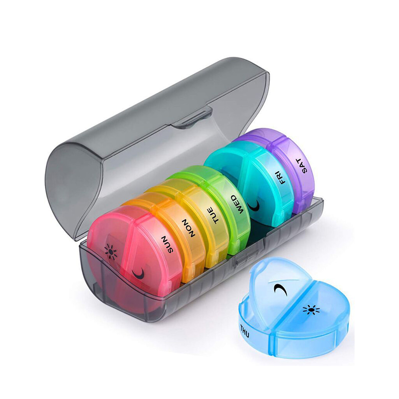 Portable Black Daily Plastic Pill Organizer para sa Bitamina 