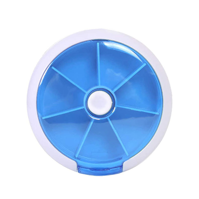 Push Button Rotate Weekly Pill Planner na may 7 Compartment 